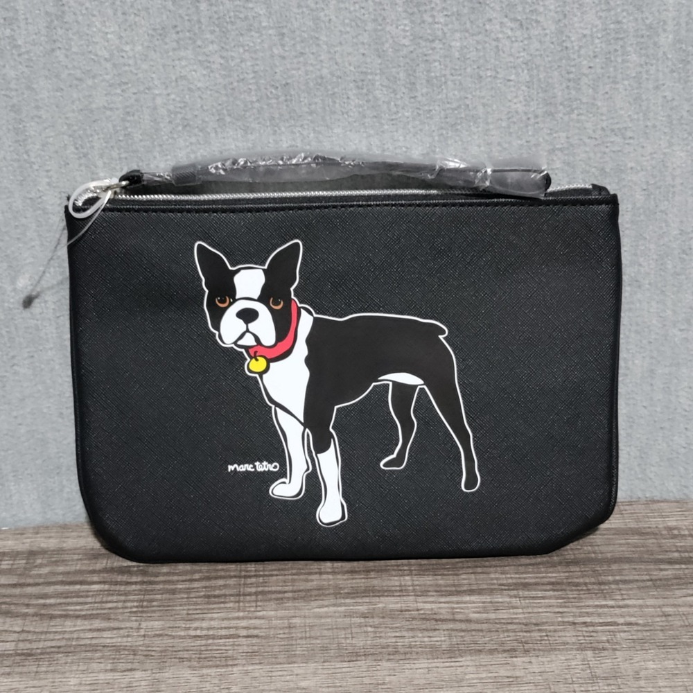 Marc Tetro Boston Terrier Dog‎ Cosmetic Bag Black Makeup Pouch New
